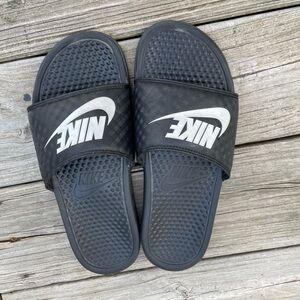 Nike Black Sandals with Textured Footbed